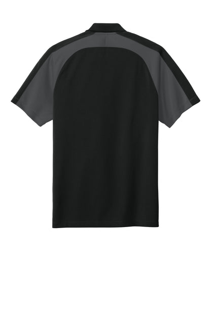 Rear View of DpBk/StrmG Port Authority Wearever Performance Pique Colorblock Polo K247
