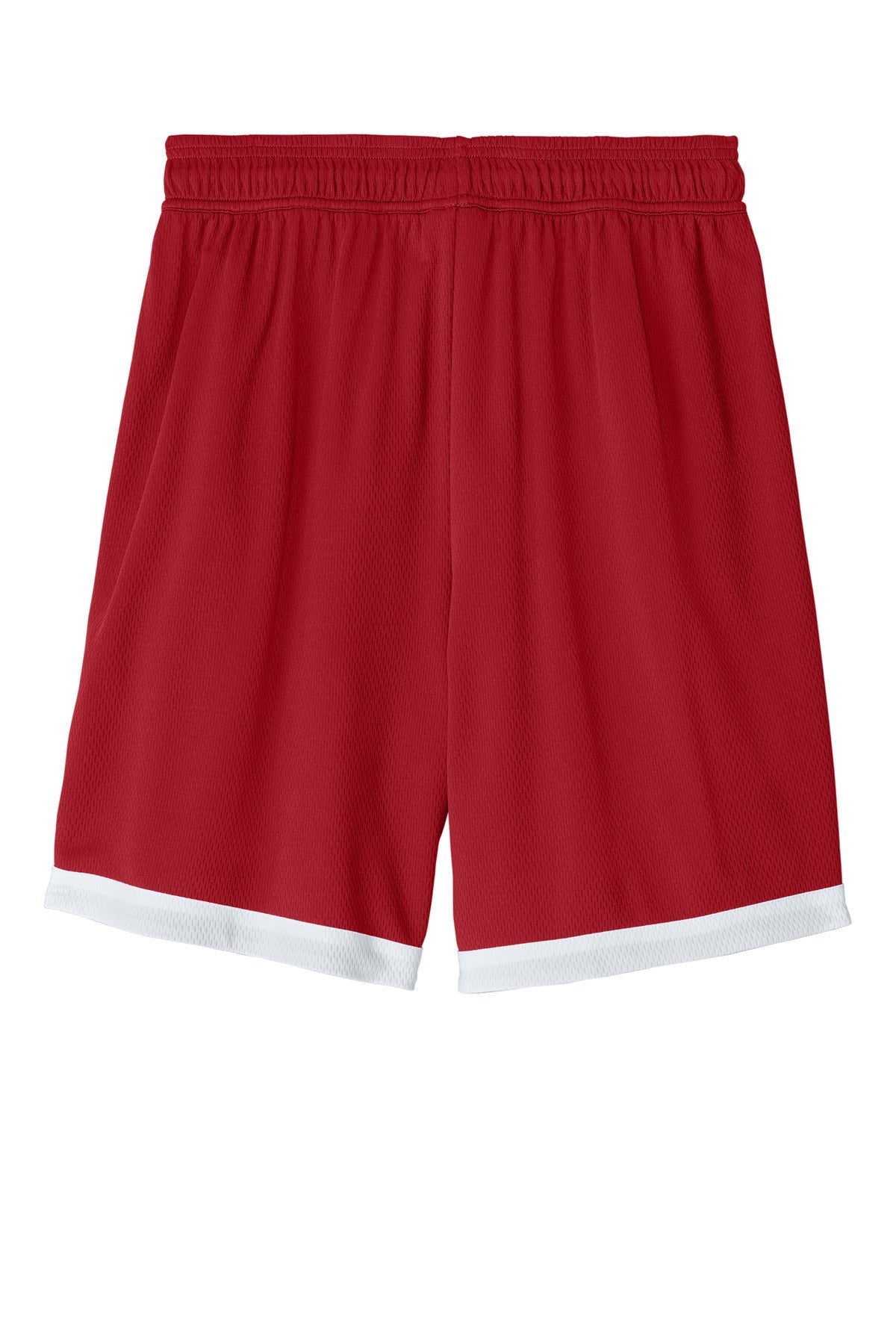 Rear View of DpRd/Wht Sport-Tek Rival Basketball 7"Short ST901