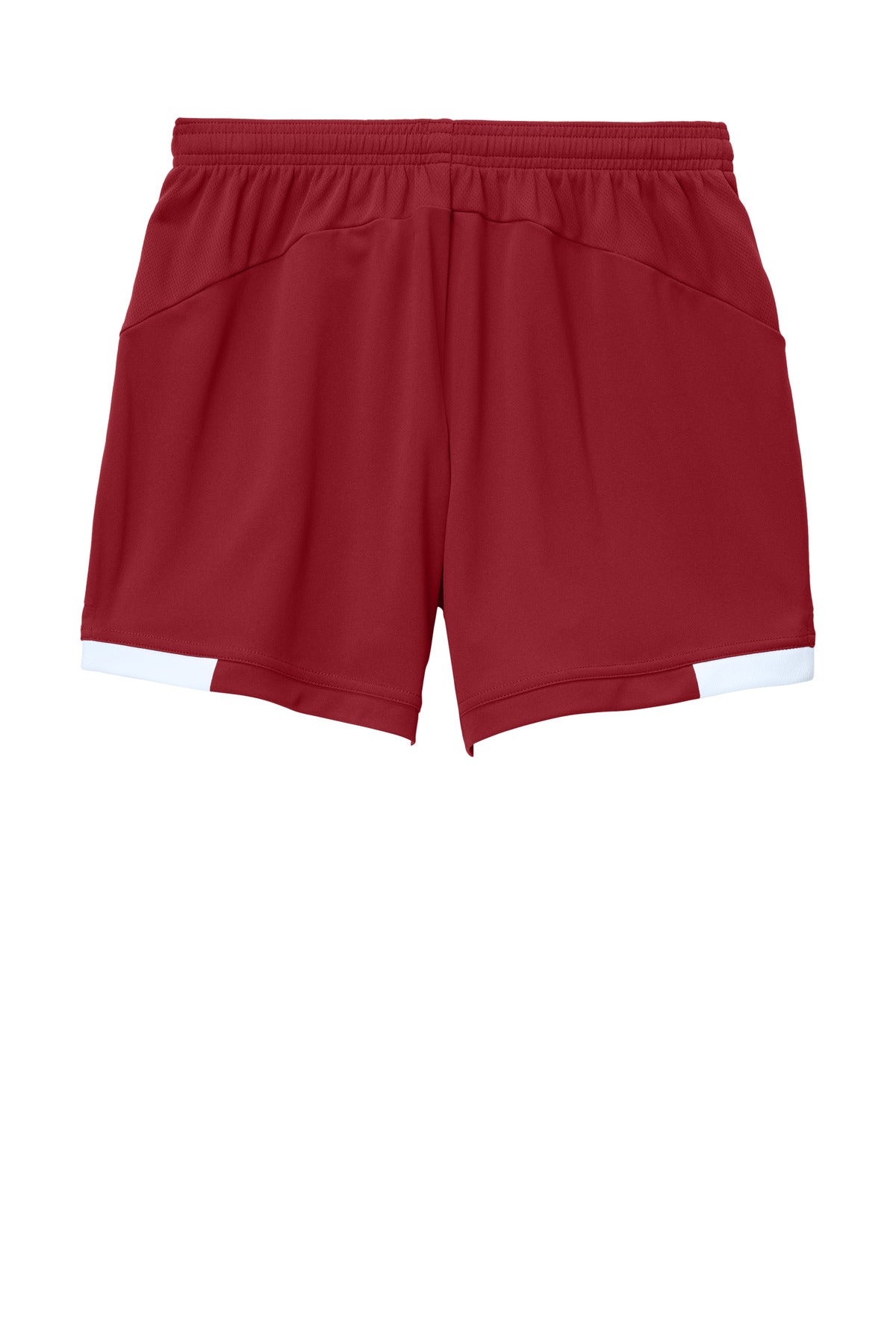Rear View of DpRd/Wht Sport-Tek Women's Club 5" Short LST442