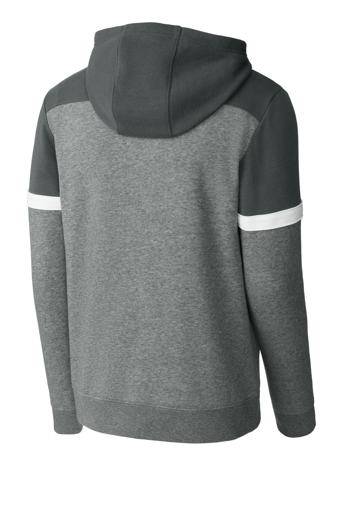 Rear View of DSmGy/VtgH Sport-Tek Drive Fleece Colorblock Hoodie STF205