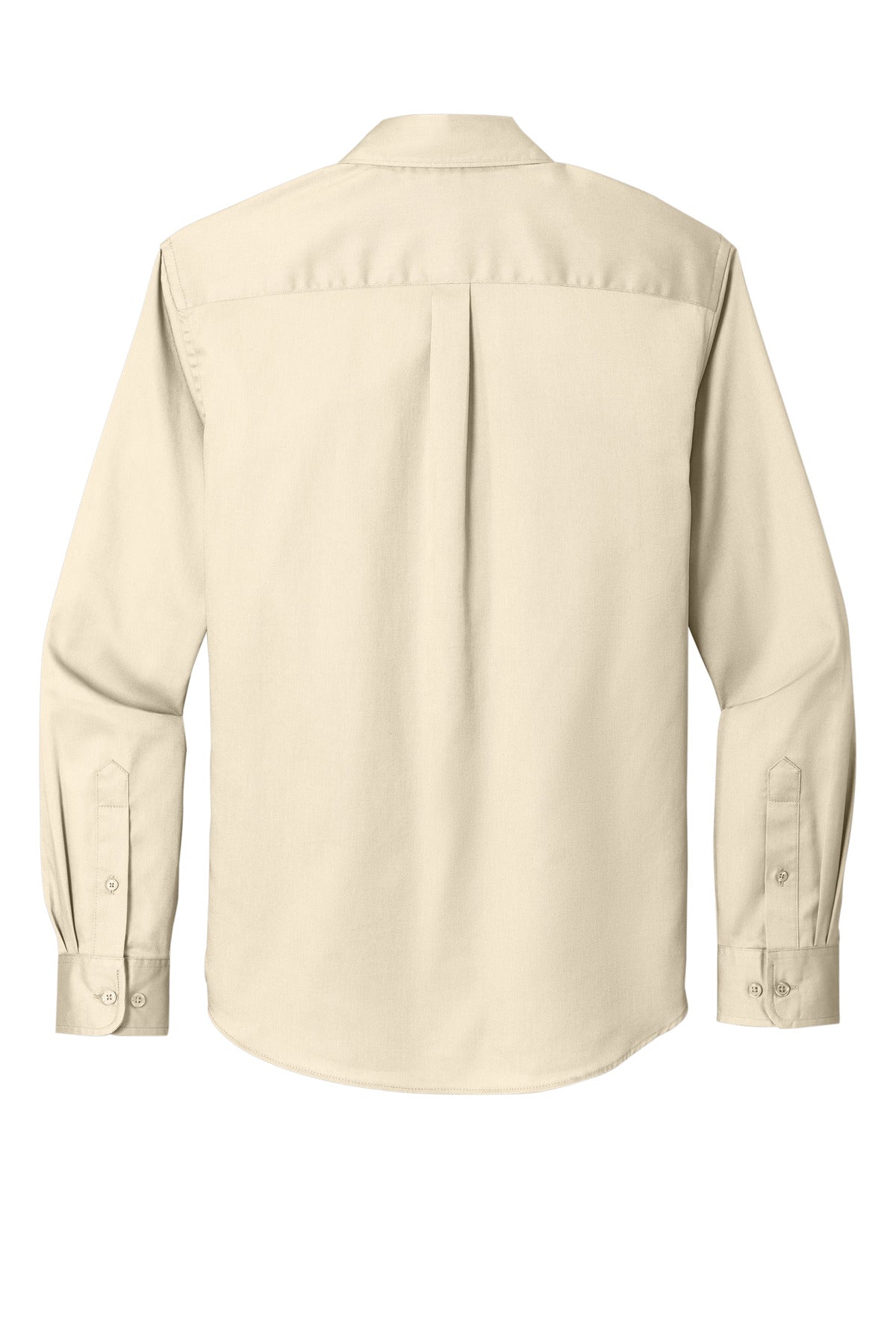 Rear View of Ecru Port Authority Long Sleeve SuperPro React Twill Shirt. W808