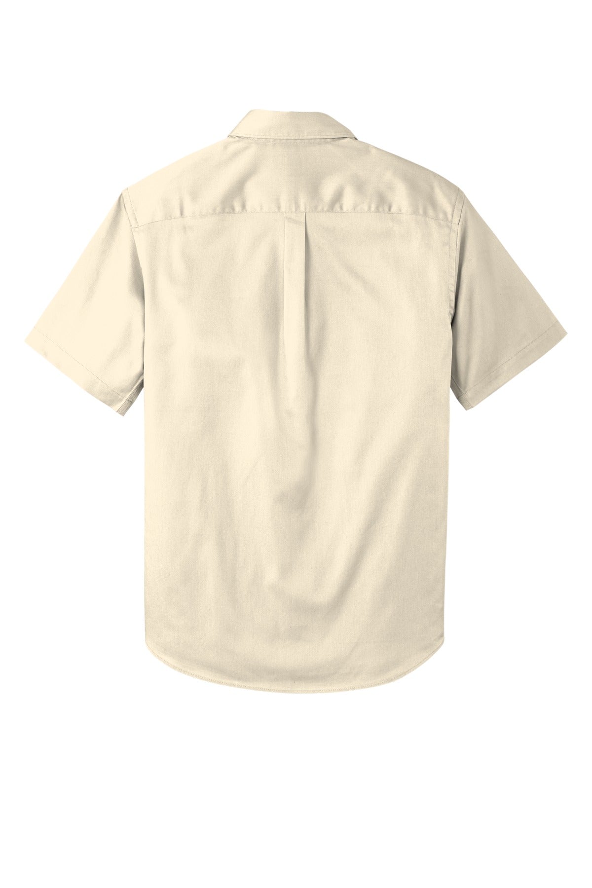Rear View of Ecru Port Authority Short Sleeve SuperPro React Twill Shirt. W809