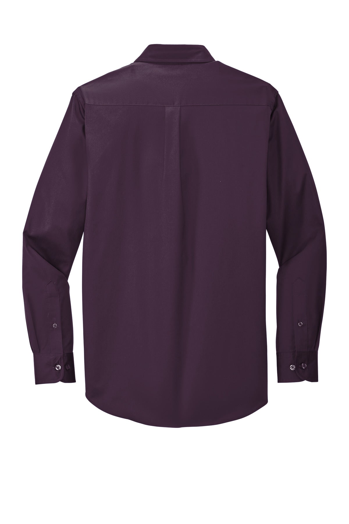 Rear View of Eggplant Port Authority Long Sleeve Easy Care Shirt S608