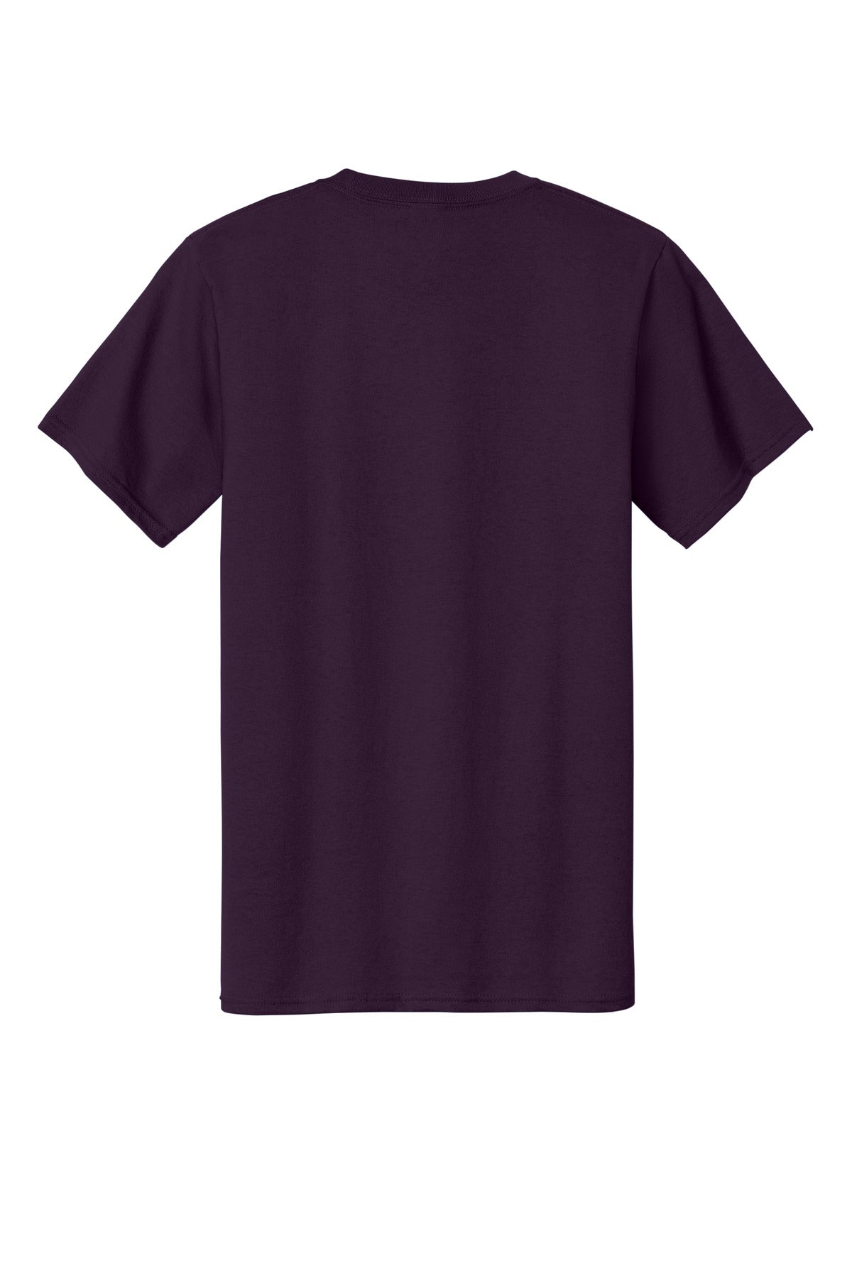 Rear View of Eggplant Port & Co Tall Essential Tee. PC61T