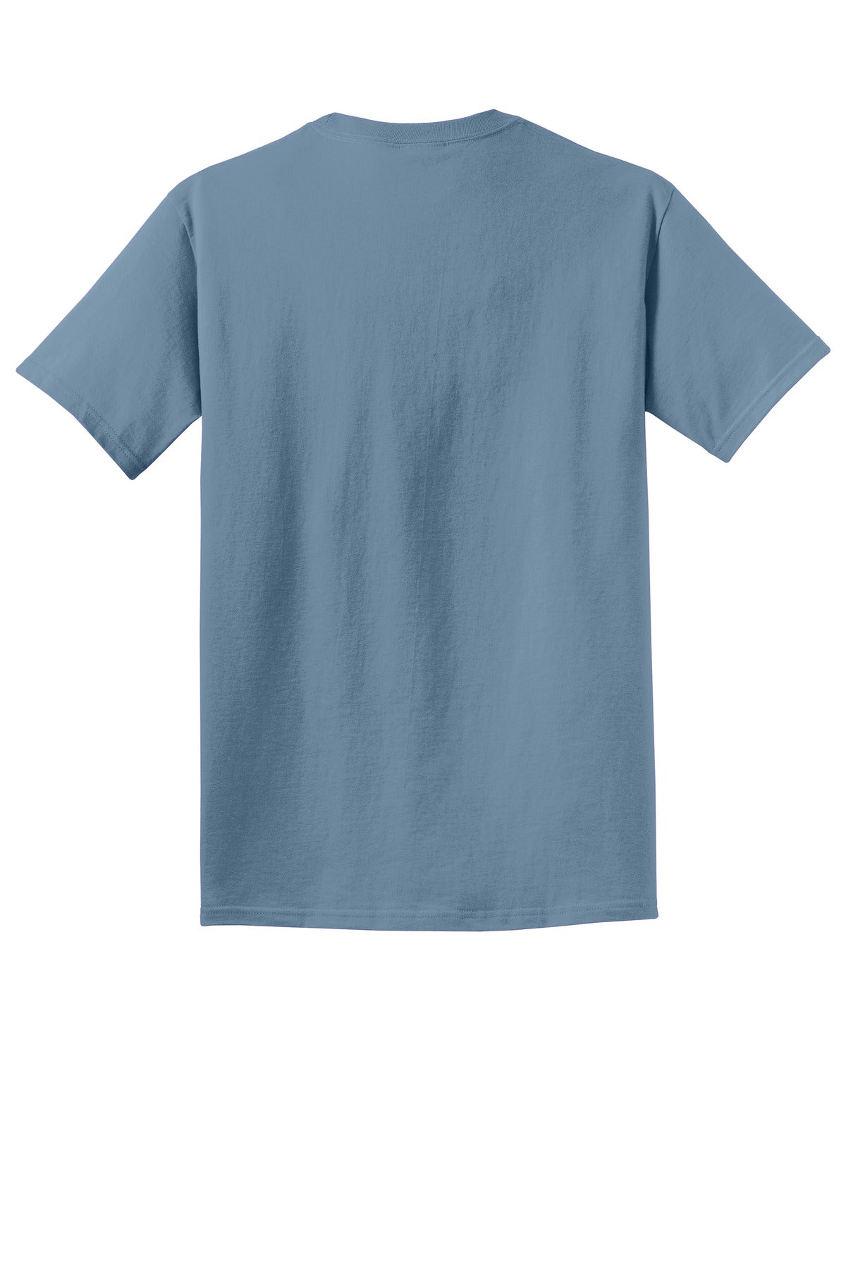 Rear View of FadedDenim Port & Co Beach Wash Garment-Dyed Tee. PC099
