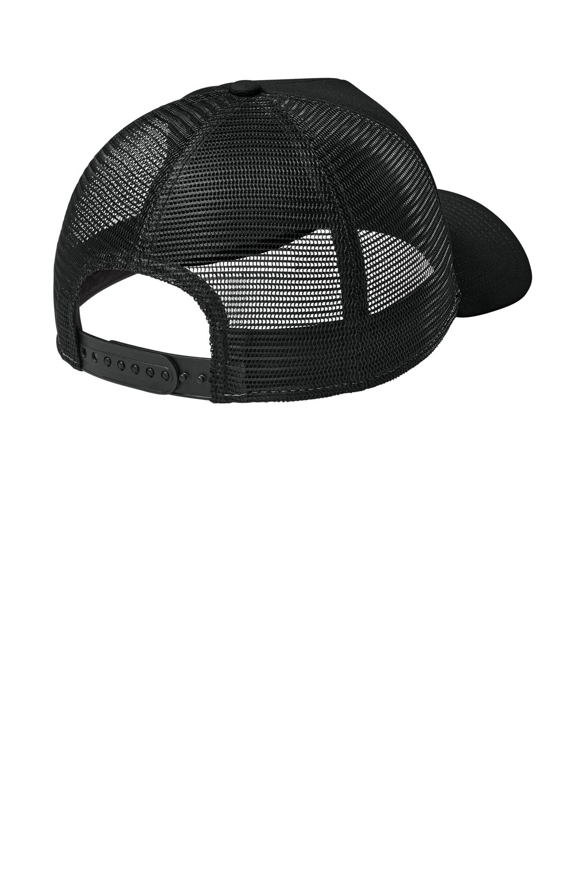 Rear View of FlagBlk/Bk New Era A-Frame Snapback Mesh Back Cap NE212
