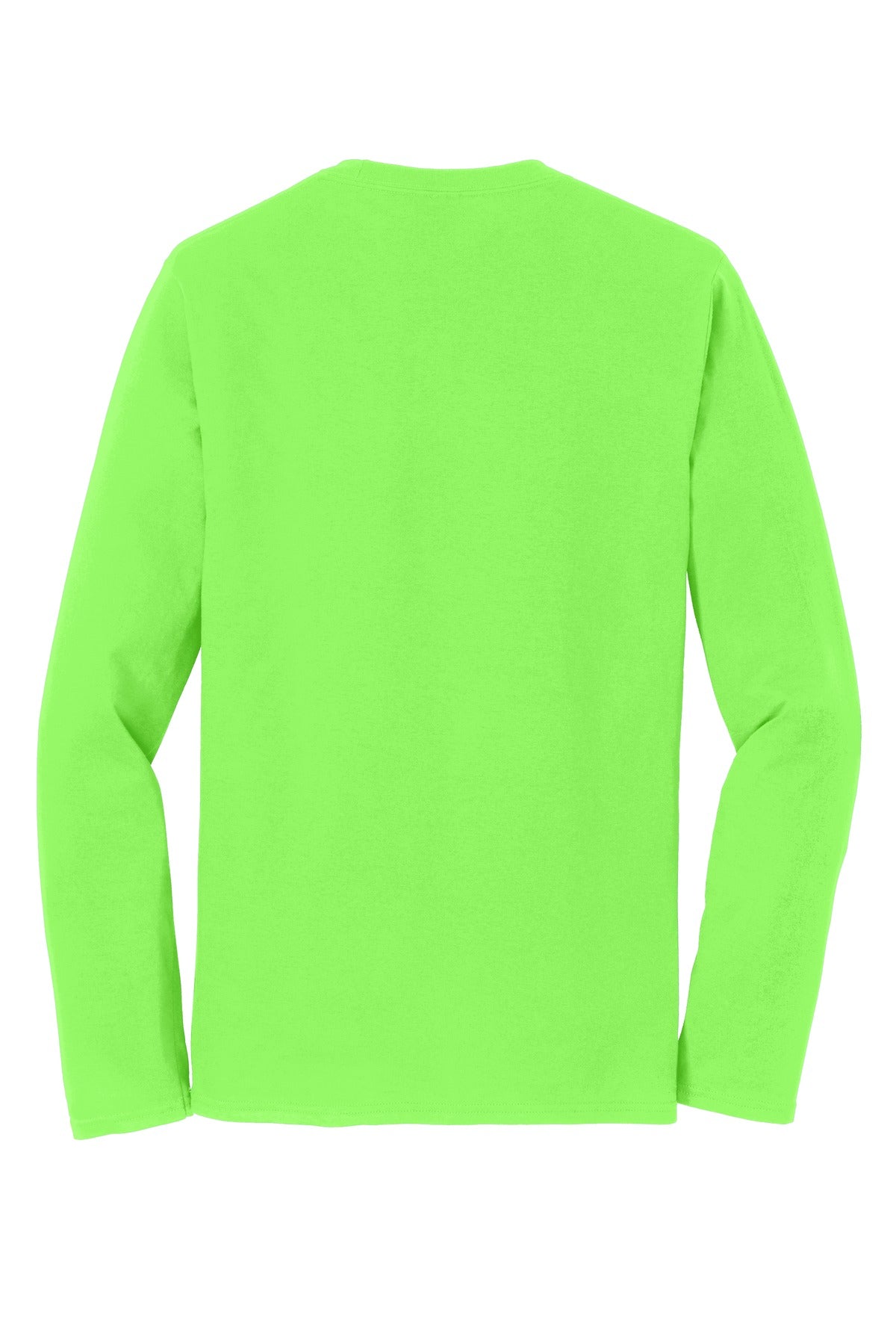 Rear View of Flash Green Port & Co Long Sleeve Fan Favorite Tee. PC450LS