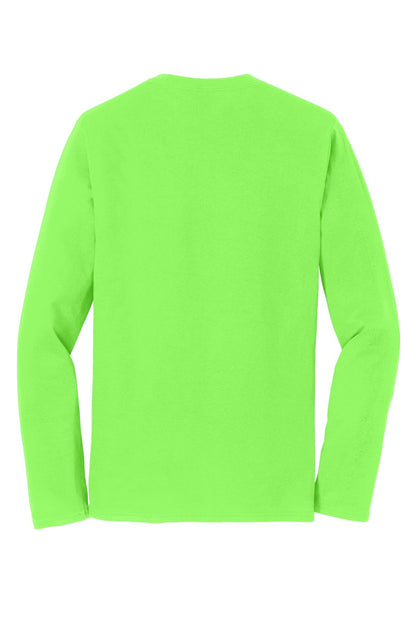 Rear View of Flash Green Port & Co Long Sleeve Fan Favorite Tee. PC450LS