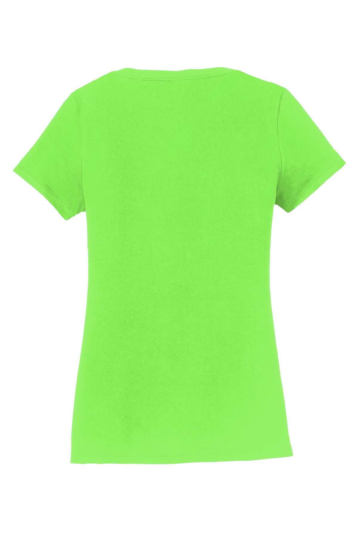 Rear View of Flash Green Port & Co Women's Fan Favorite V-Neck Tee. LPC450V