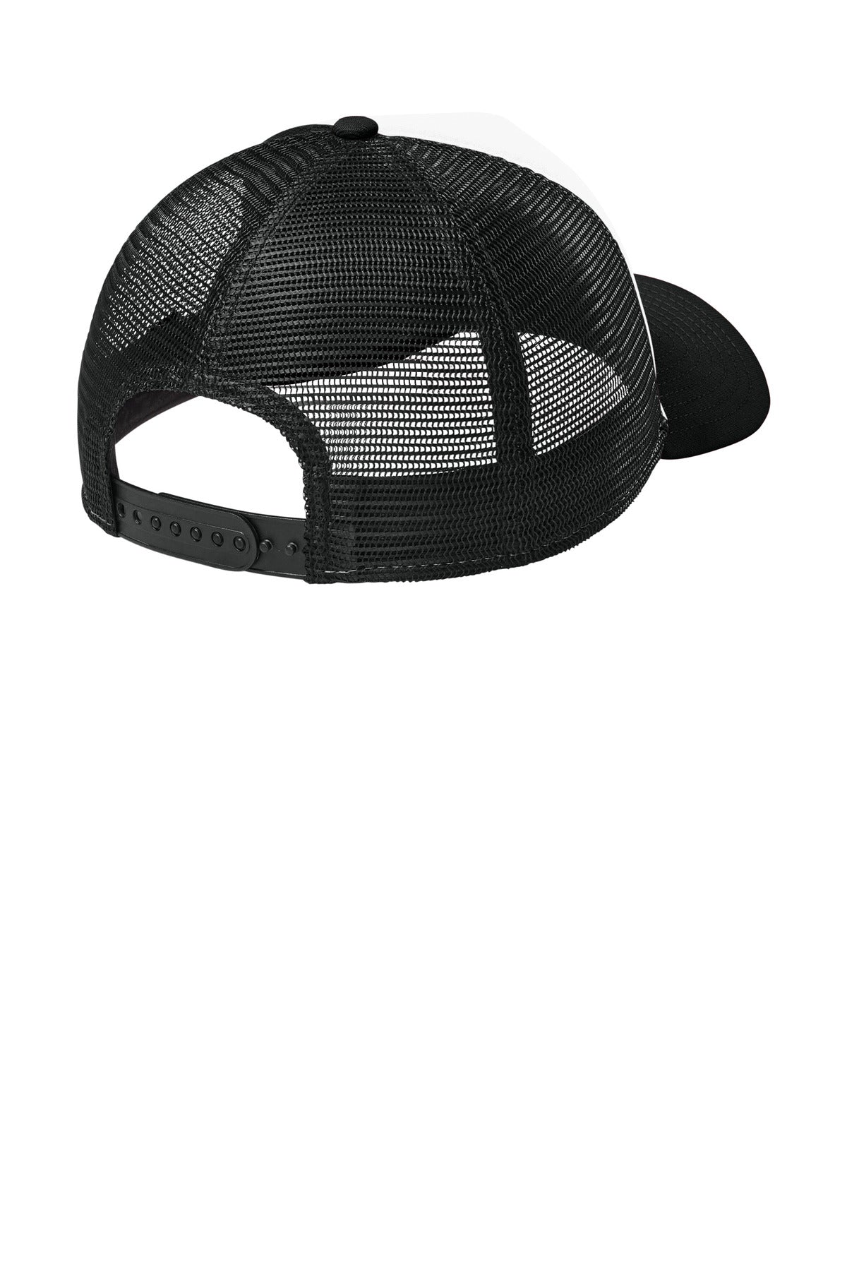 Rear View of FlgW/Bk/Bk New Era A-Frame Snapback Mesh Back Cap NE212