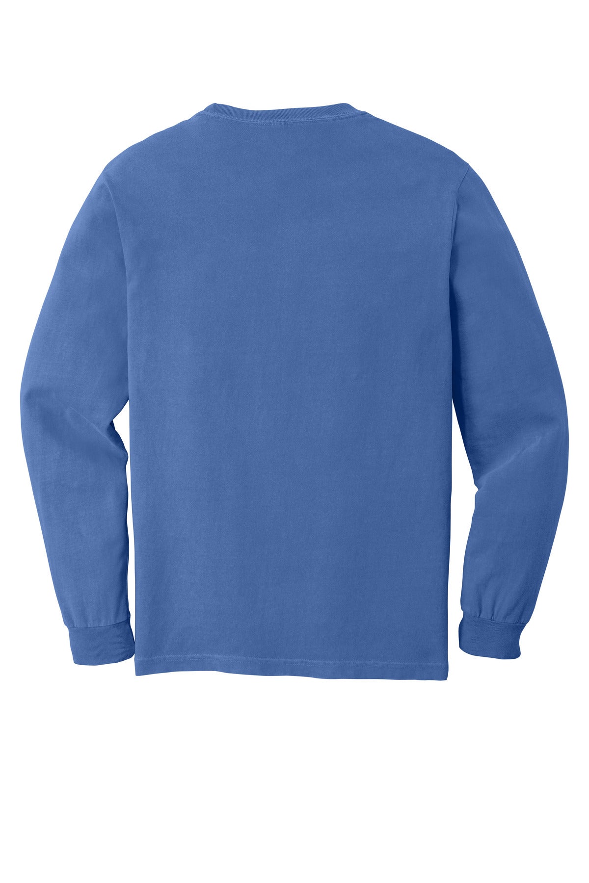 Rear View of Flo Blue COMFORT COLORS Heavyweight Ring Spun Long Sleeve Tee. 6014