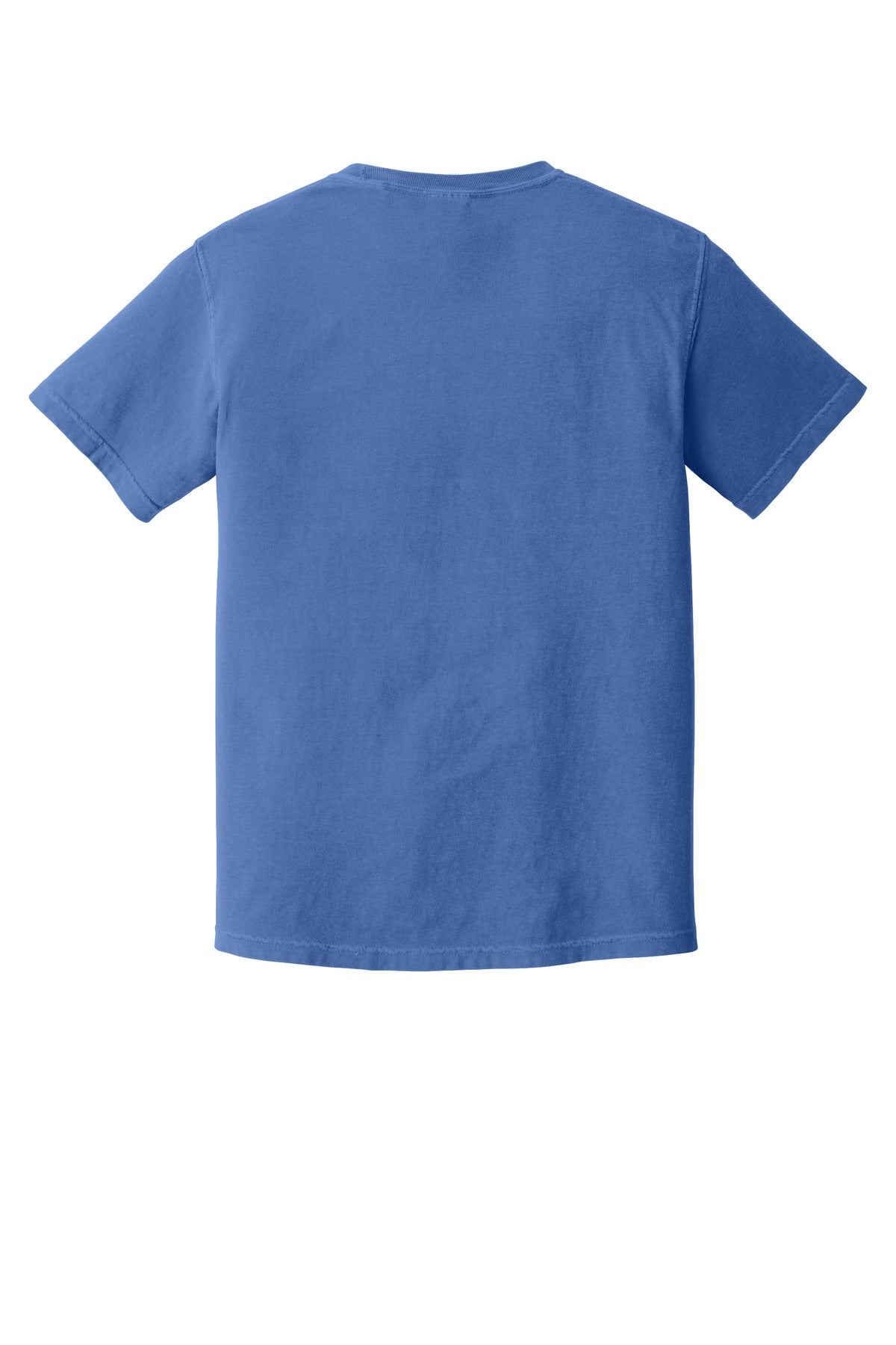 Rear View of Flo Blue COMFORT COLORS Heavyweight Ring Spun Tee. 1717