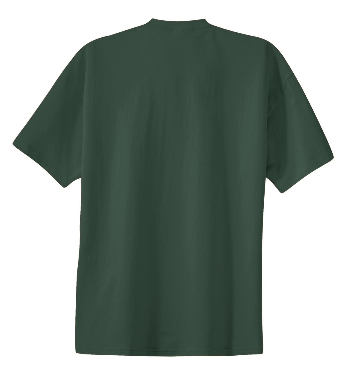 Rear View of Forest Green Port & Co Essential Tee. PC61
