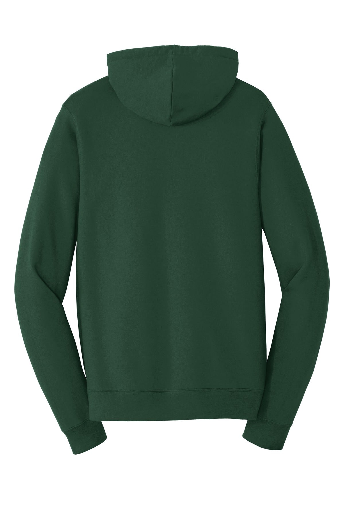 Rear View of Forest Green Port & Co Fan Favorite Fleece Pullover Hooded Sweatshirt. PC850H