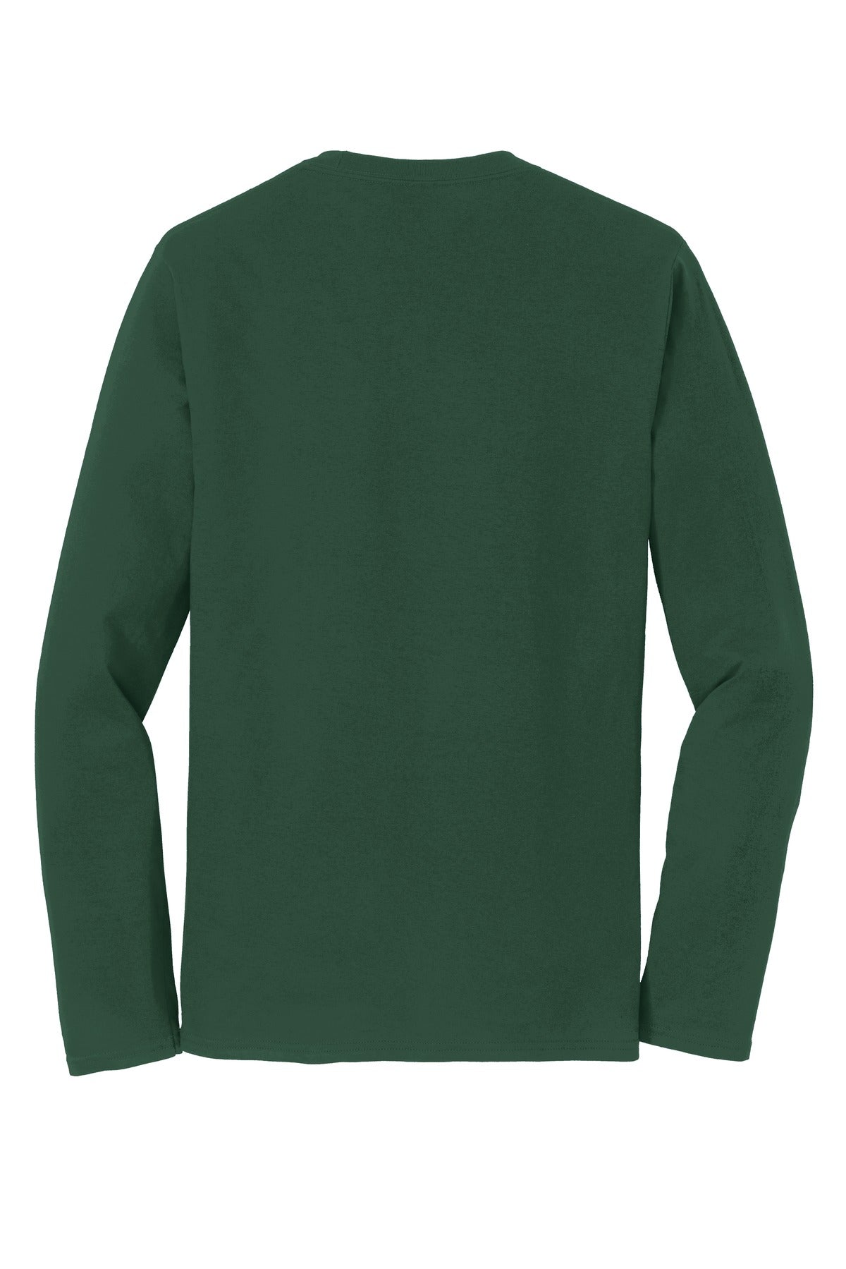 Rear View of Forest Green Port & Co Long Sleeve Fan Favorite Tee. PC450LS