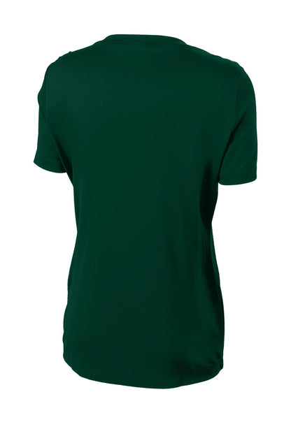 Rear View of Forest Green Sport-Tek Women's PosiCharge Competitor Tee. LST350