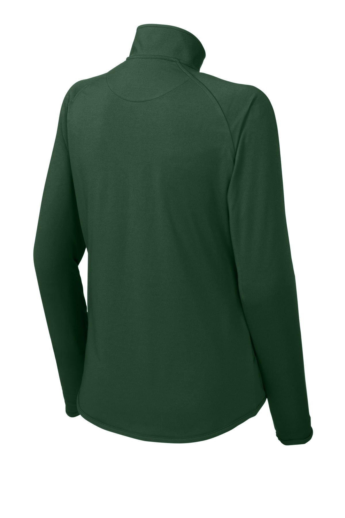 Rear View of Forest Green Sport-Tek Women's Sport-Wick Stretch 1/4-Zip Pullover. LST850