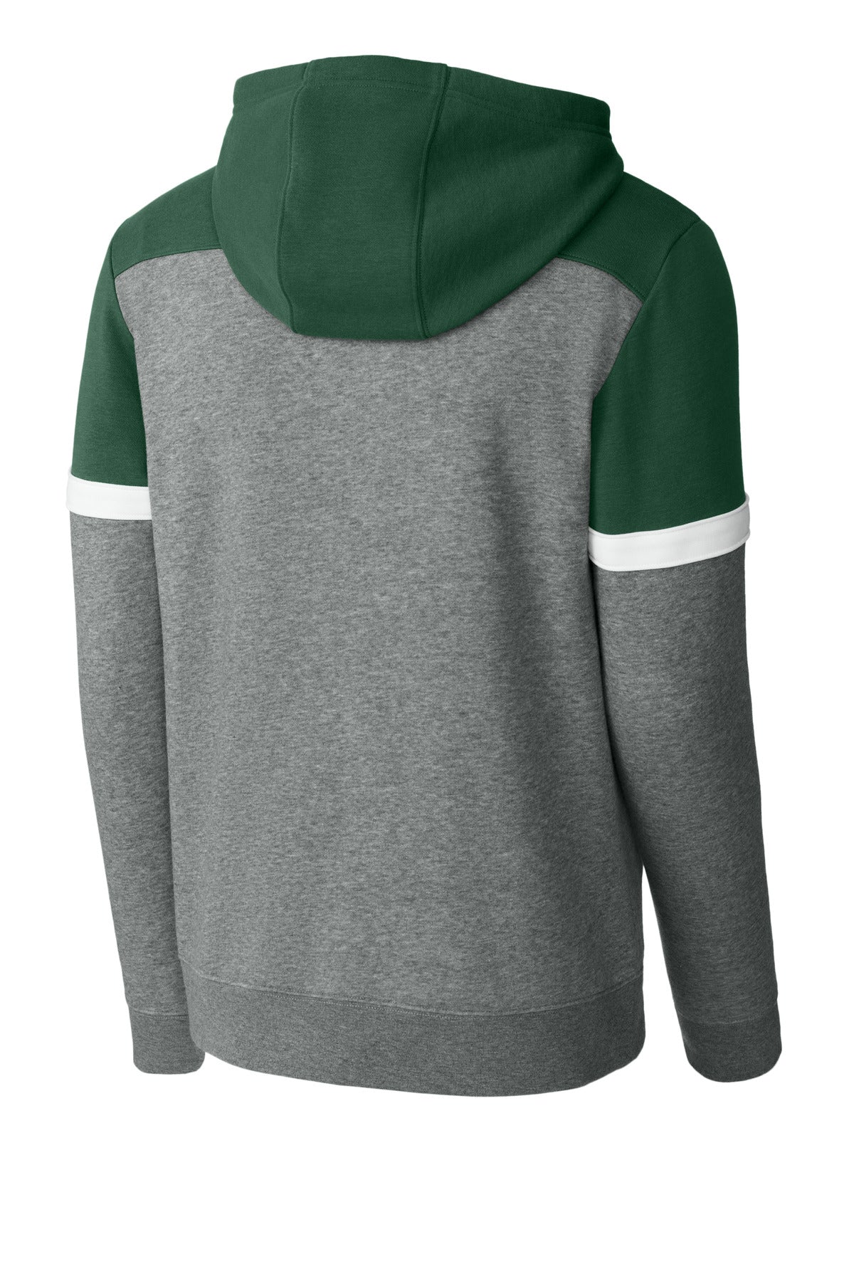 Rear View of FrGn/VtgH Sport-Tek Drive Fleece Colorblock Hoodie STF205