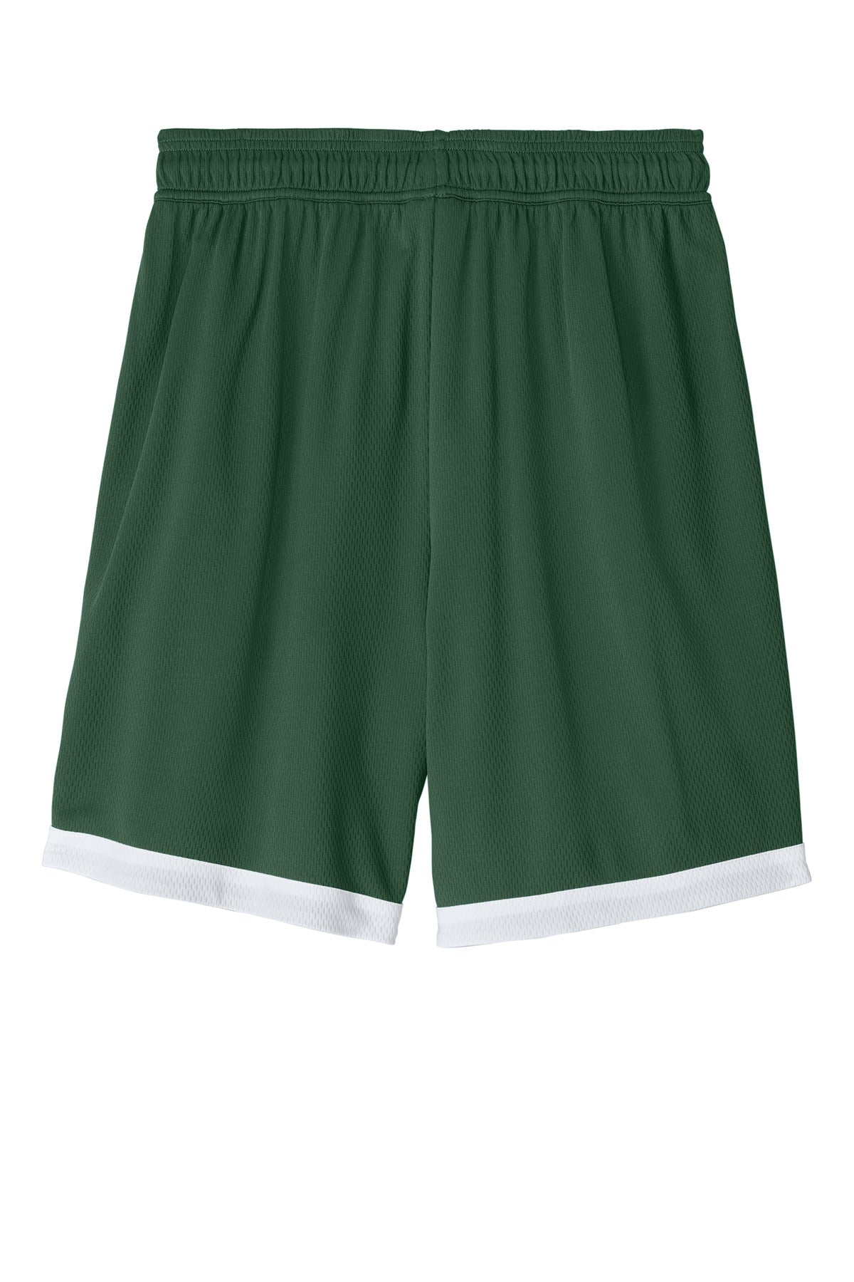 Rear View of FrGn/White Sport-Tek Rival Basketball 7"Short ST901
