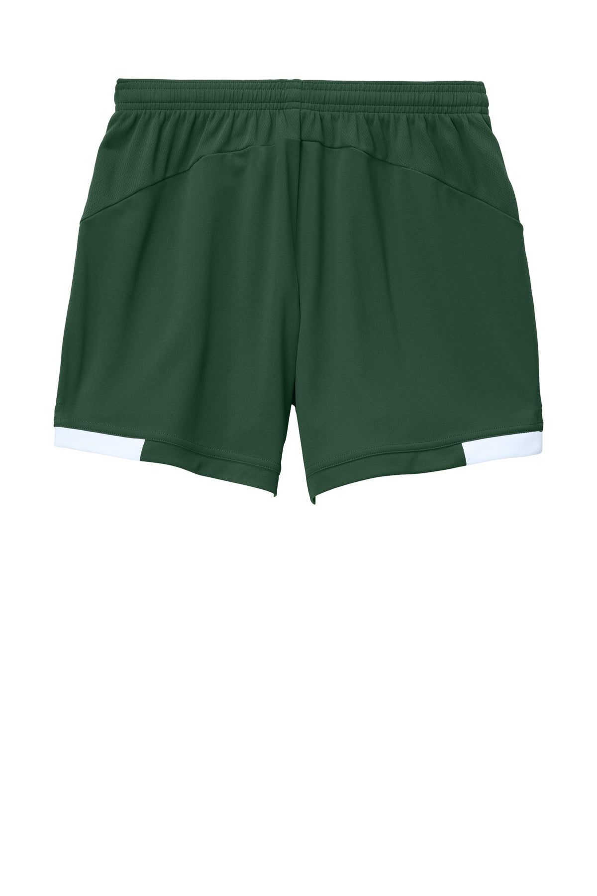 Rear View of FrGn/White Sport-Tek Women's Club 5" Short LST442