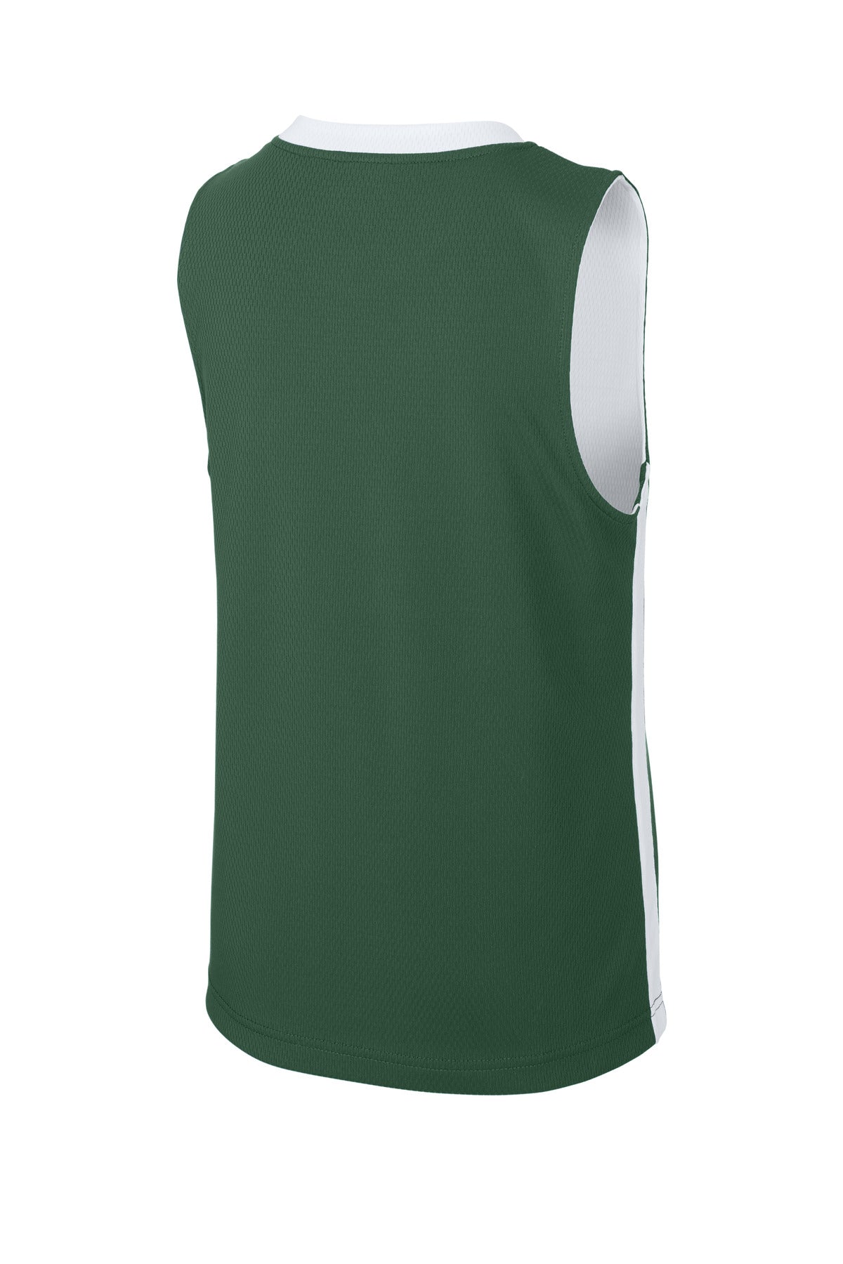 Rear View of FrGn/White Sport-Tek Youth Rival Basketball Rev Jersey YST900