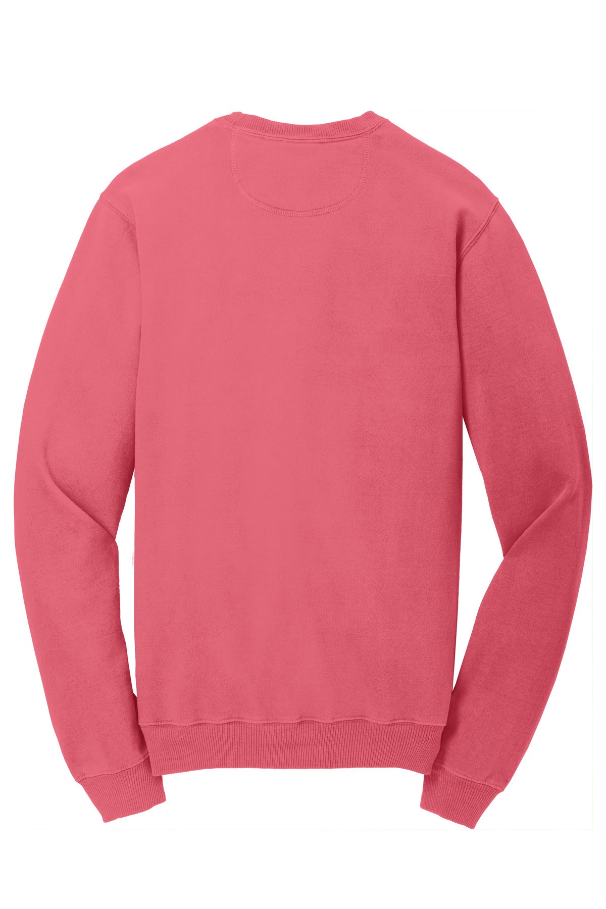 Rear View of Fruit Punch Port & Co Beach Wash Garment-Dyed Crewneck Sweatshirt PC098