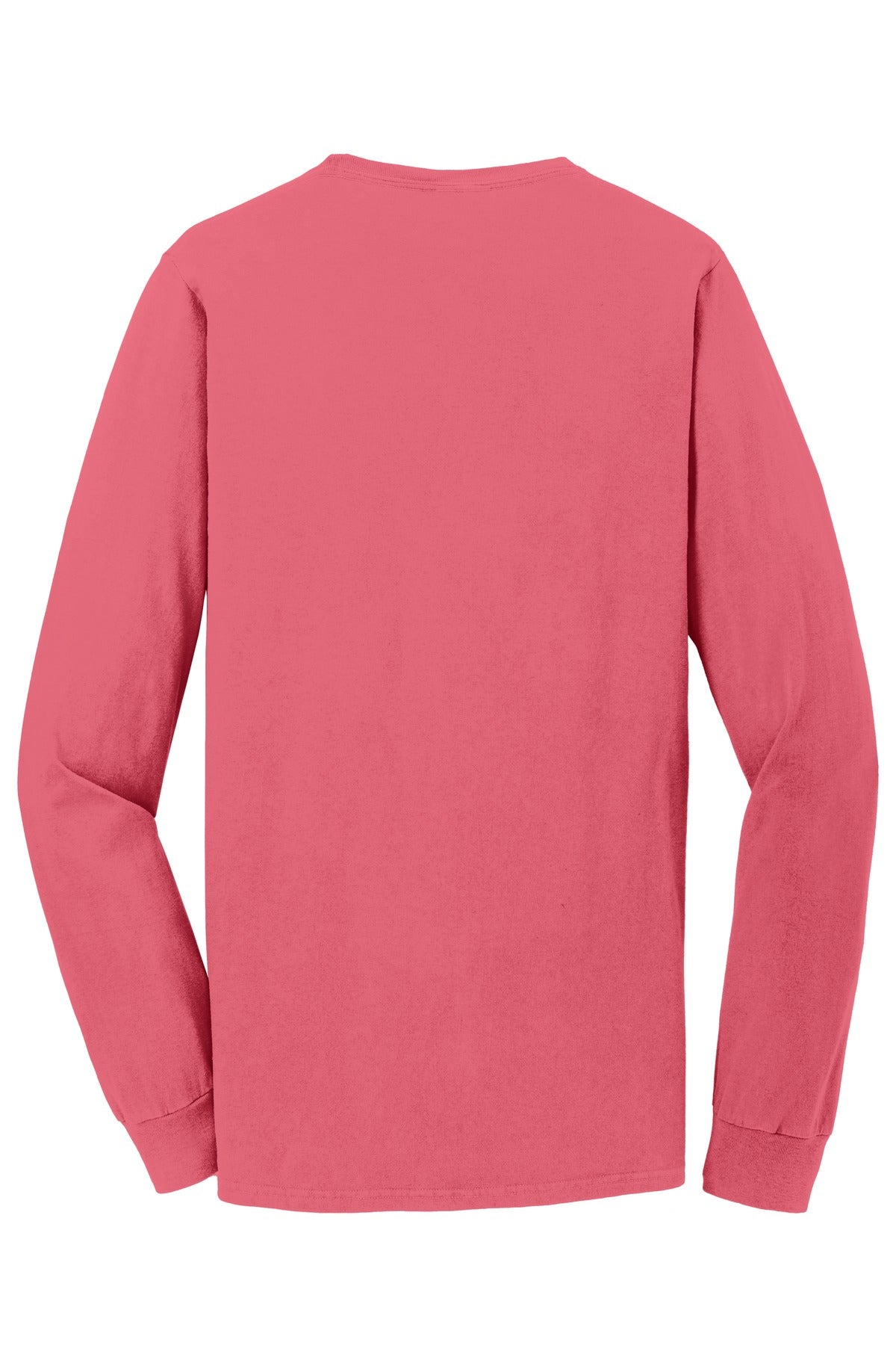 Rear View of Fruit Punch Port & Co Beach Wash Garment-Dyed Long Sleeve Tee PC099LS