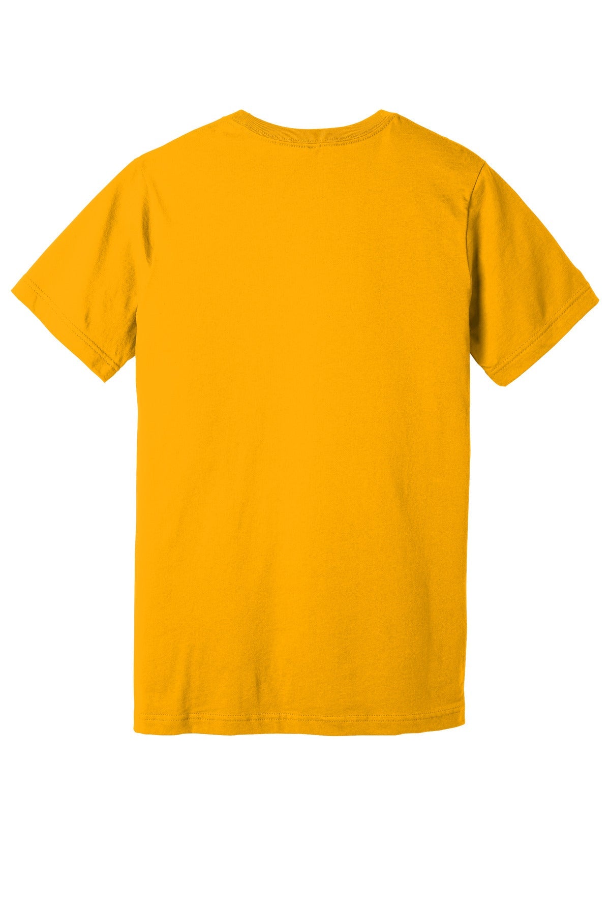 Rear View of Gold BELLA+CANVAS Unisex Jersey Short Sleeve Tee. BC3001