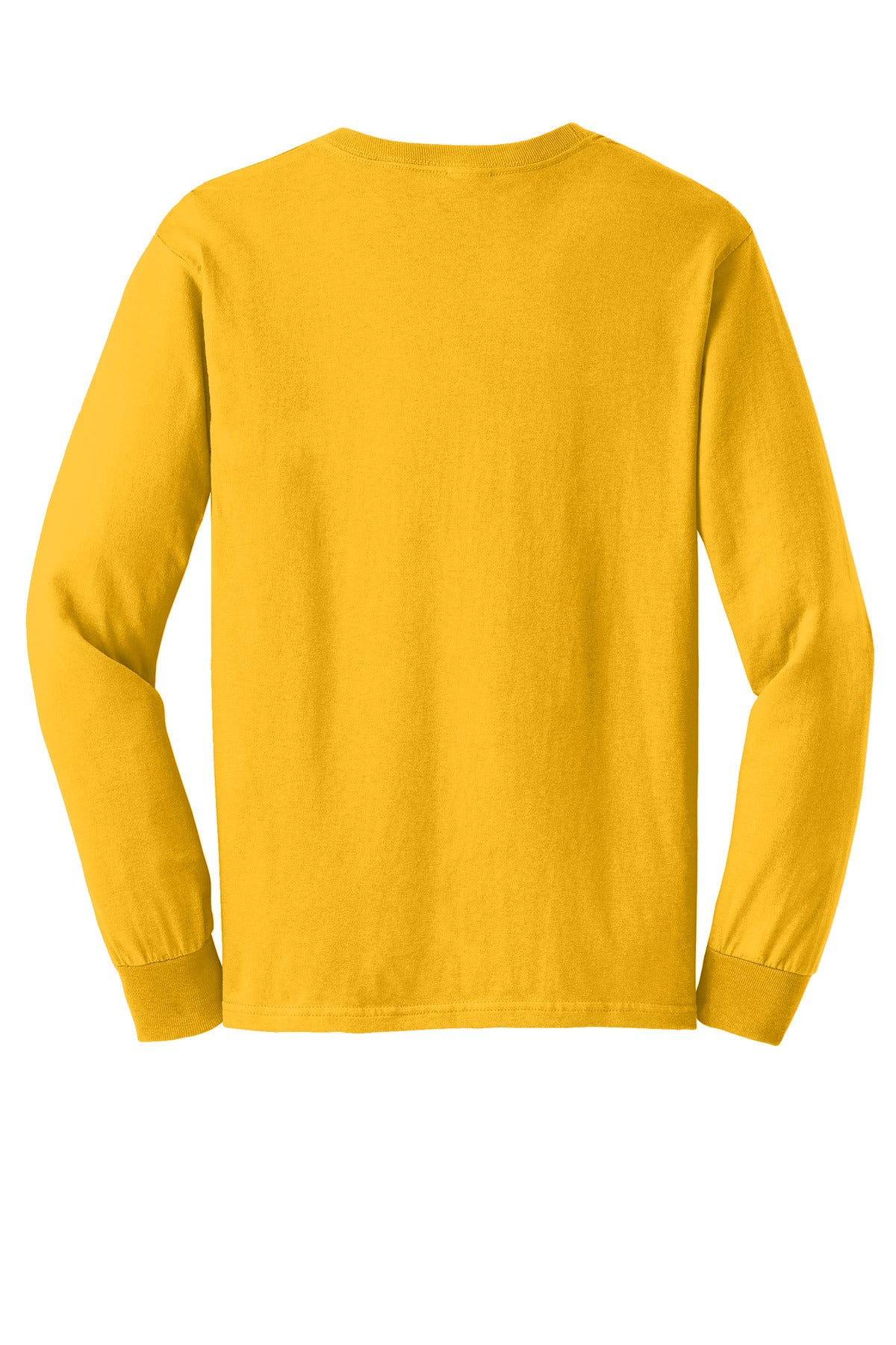 Rear View of Gold Gildan - Ultra Cotton 100% US Cotton Long Sleeve T-Shirt. G2400