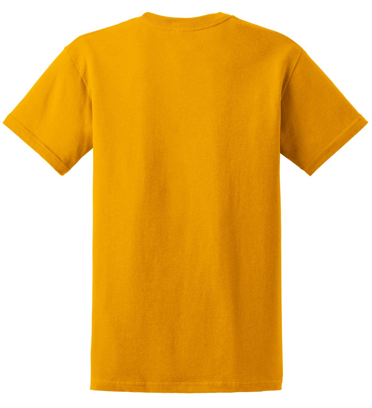 Rear View of Gold Gildan - Ultra Cotton 100% US Cotton T-Shirt. 2000