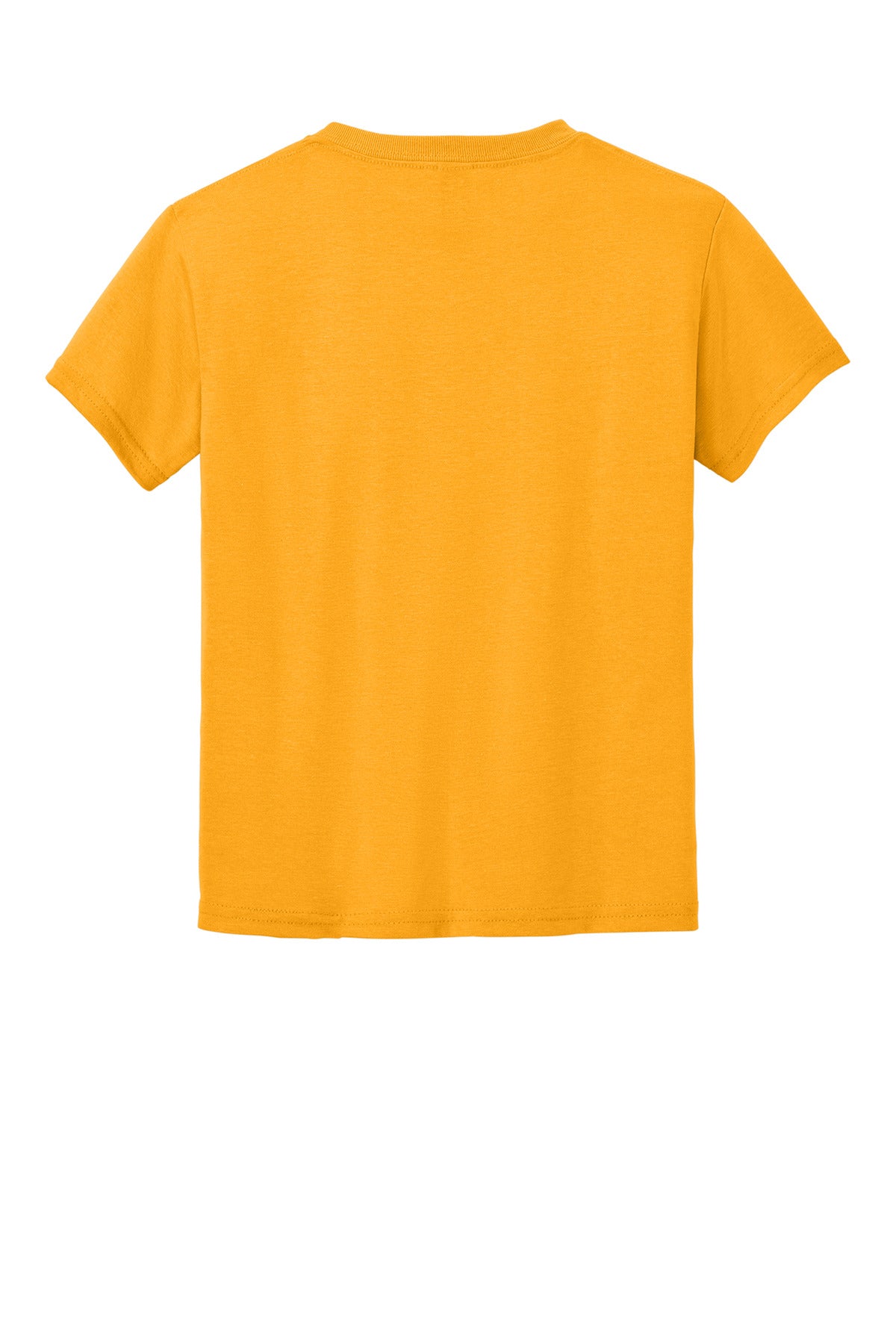 Rear View of Gold Gildan Youth DryBlend 50 Cotton/50 Poly T-Shirt. 8000B