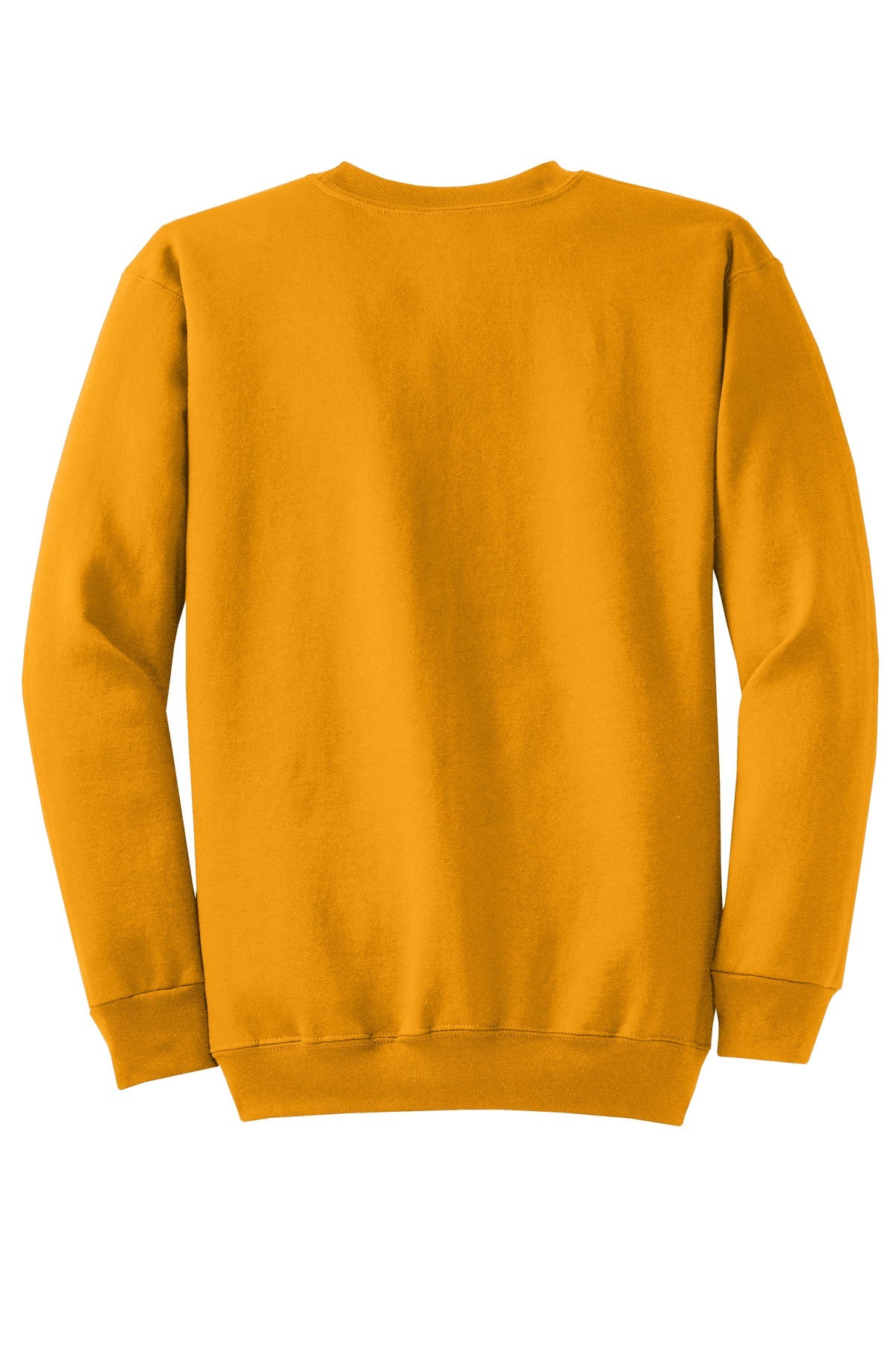 Rear View of Gold Port & Co Core Fleece Crewneck Sweatshirt. PC78
