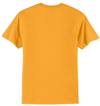 Rear View of Gold Port & Co Tall Core Blend Tee. PC55T