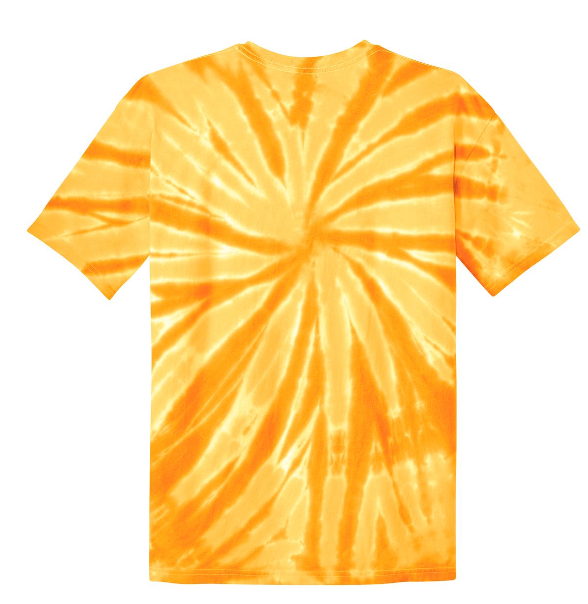 Rear View of Gold Port & Co Tie-Dye Tee. PC147