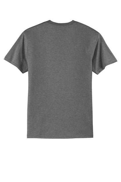 Rear View of GphHeather Port & Co Core Blend Tee. PC55