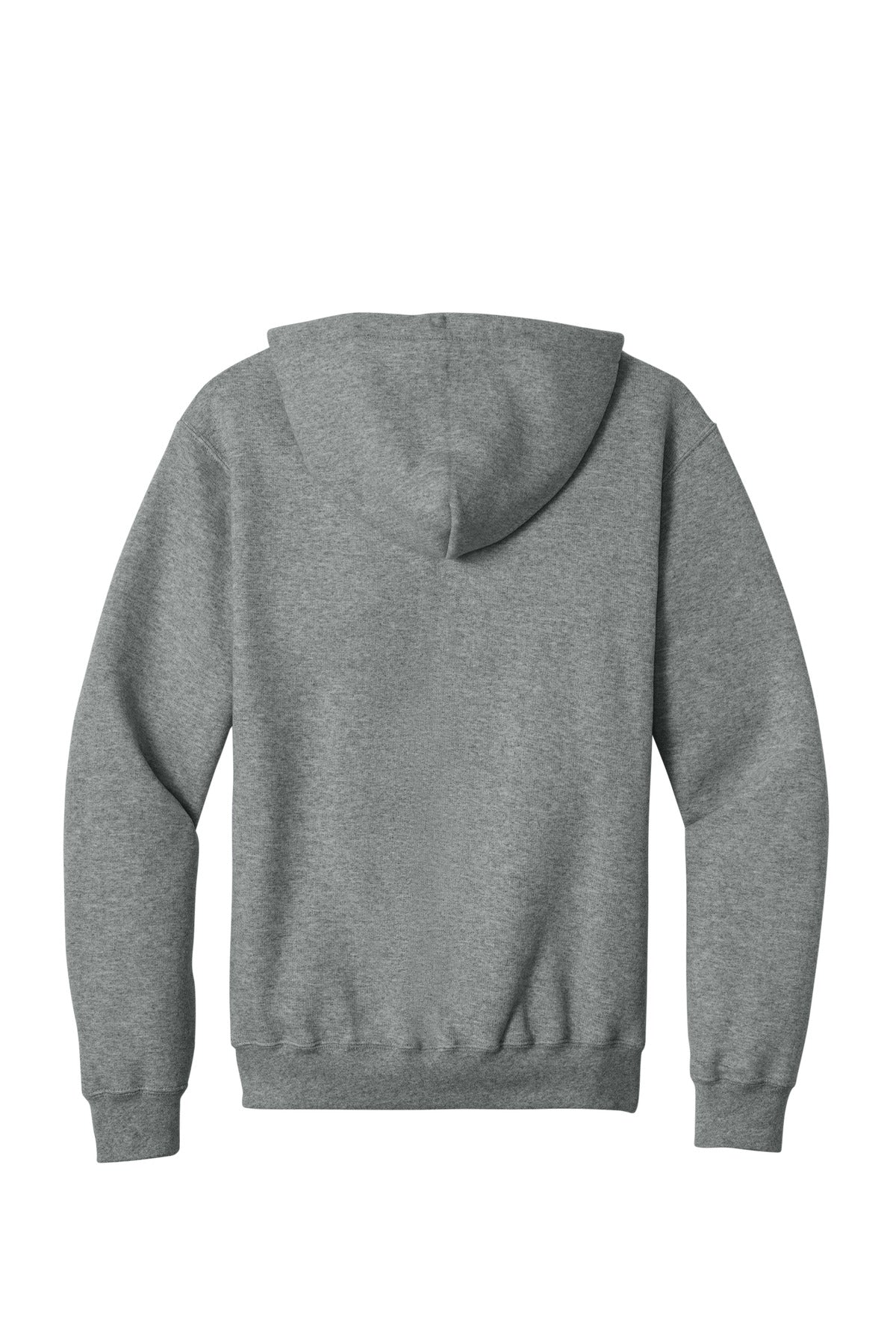 Rear View of GphHeather Port & Co Core Fleece Full-Zip Hooded Sweatshirt. PC78ZH