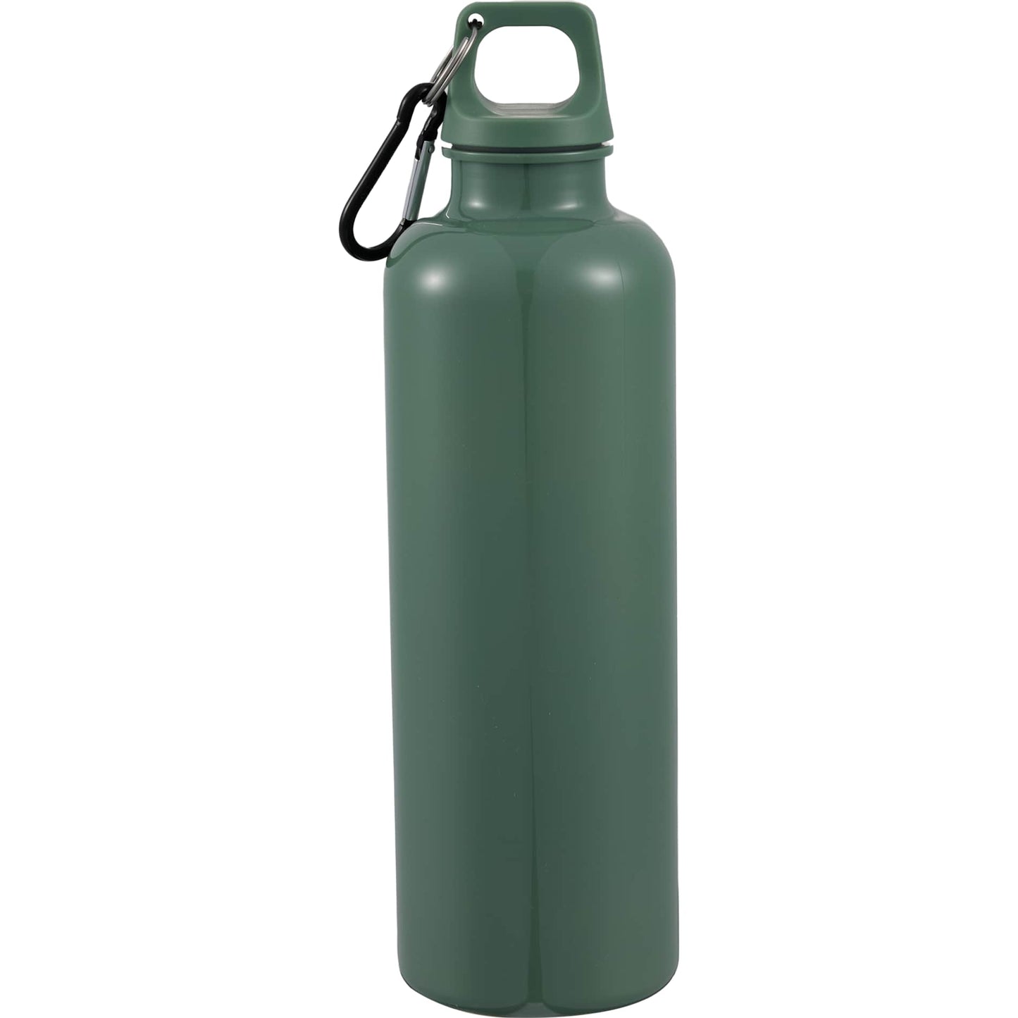 Rear View of Green Race 25oz  Recycled Bottle with Carabiner plain