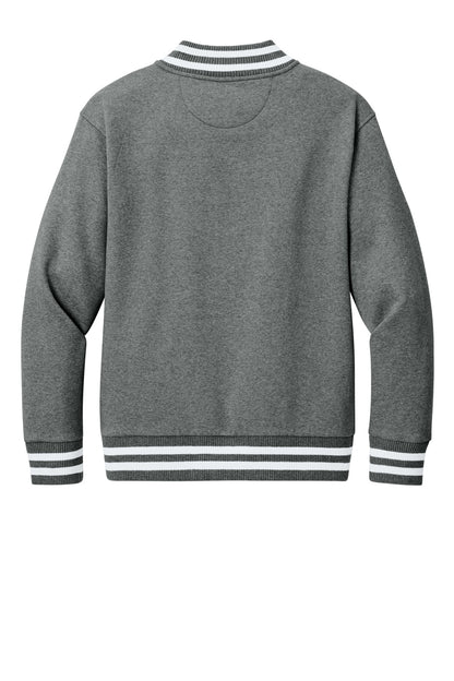 Rear View of GreyFrost New Era Varsity Heavyweight Fleece Jacket NEA560