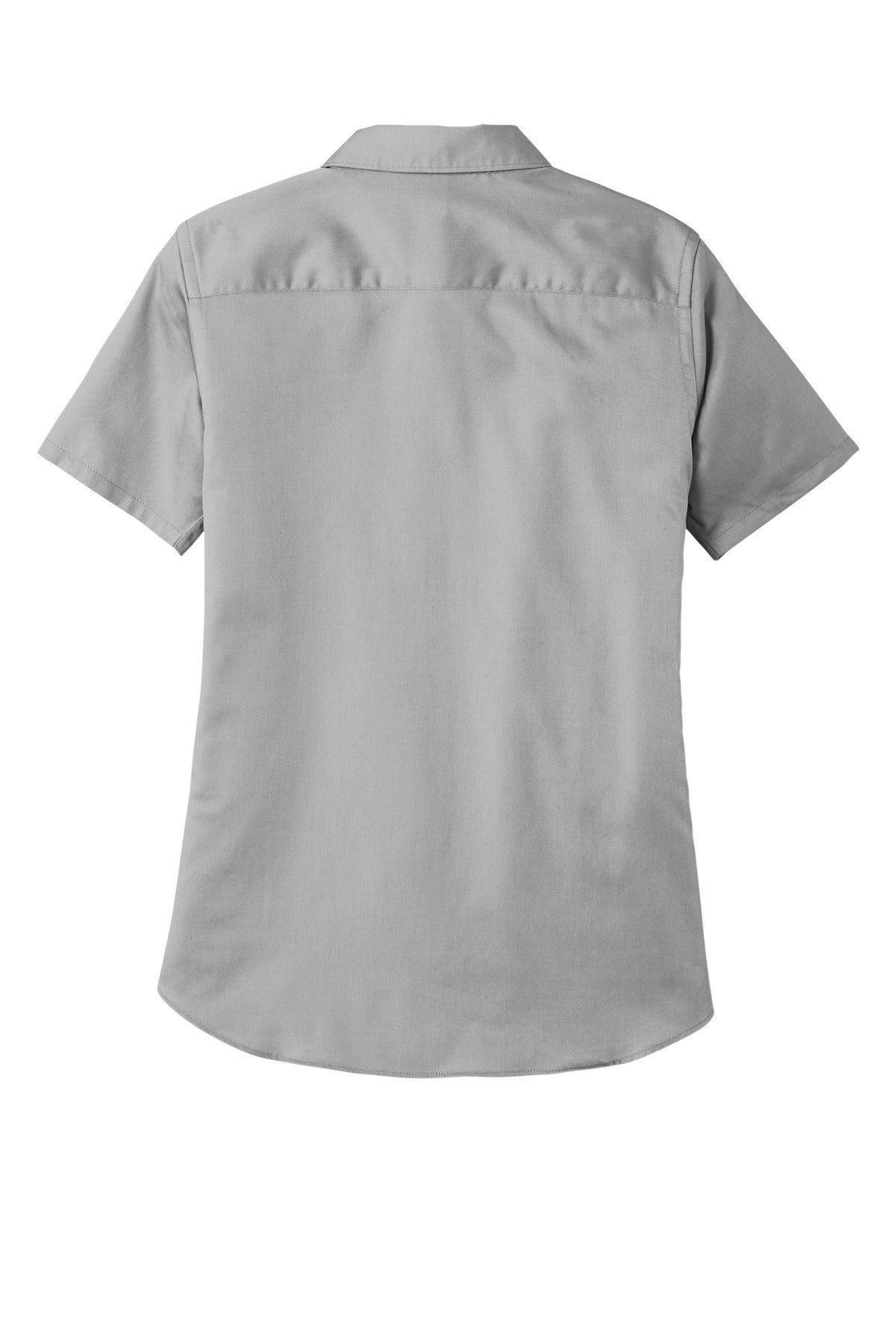 Rear View of GustyGrey Port Authority Women's Short Sleeve SuperPro React Twill Shirt. LW809
