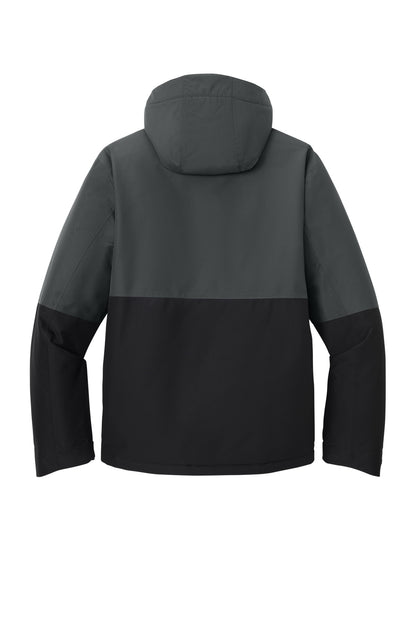 Rear View of GySt/DpBlk Port Authority Insulated Heavy Ripstop Jacket J721