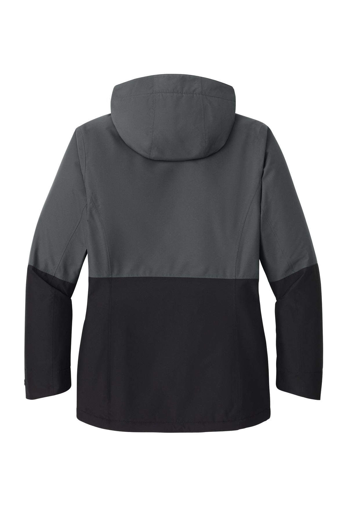 Rear View of GySt/DpBlk Port Authority Women's Insulated Heavy Ripstop Jacket L721