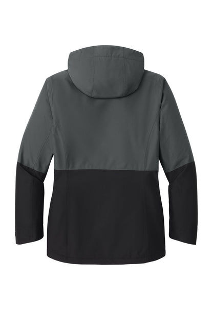 Rear View of GySt/DpBlk Port Authority Women's Insulated Heavy Ripstop Jacket L721