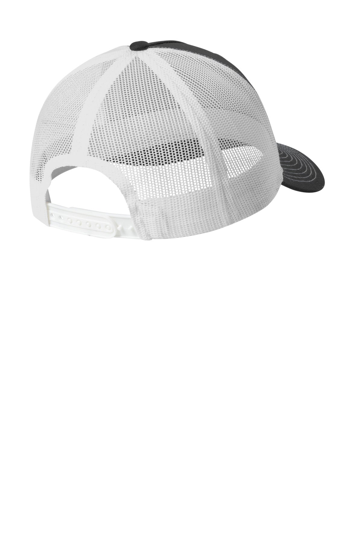Rear View of GySt/White Port Authority Snapback Five-Panel Trucker Cap C405