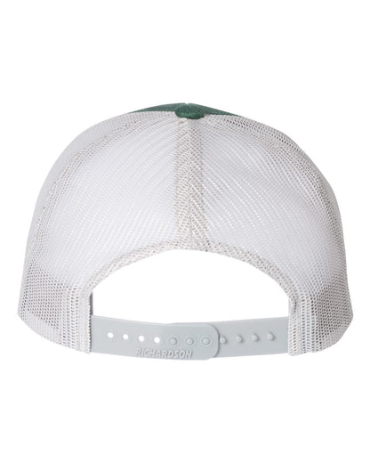 Rear View of Heather Dark Green/ Silver Low Pro Trucker Cap - 115