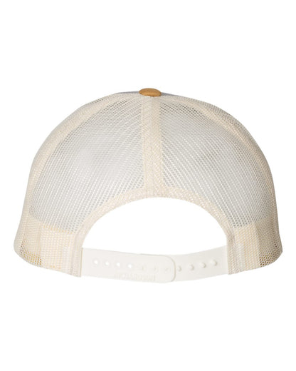 Rear View of Heather Grey/ Birch/ Amber Gold Low Pro Trucker Cap - 115