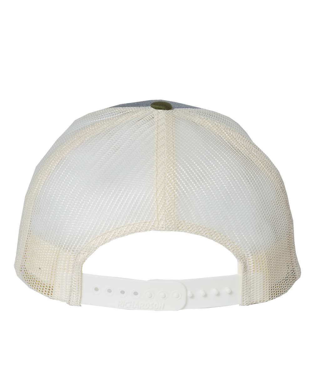 Rear View of Heather Grey/ Birch/ Army Low Pro Trucker Cap - 115