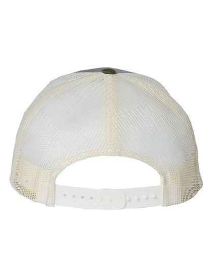 Rear View of Heather Grey/ Birch/ Army Low Pro Trucker Cap - 115