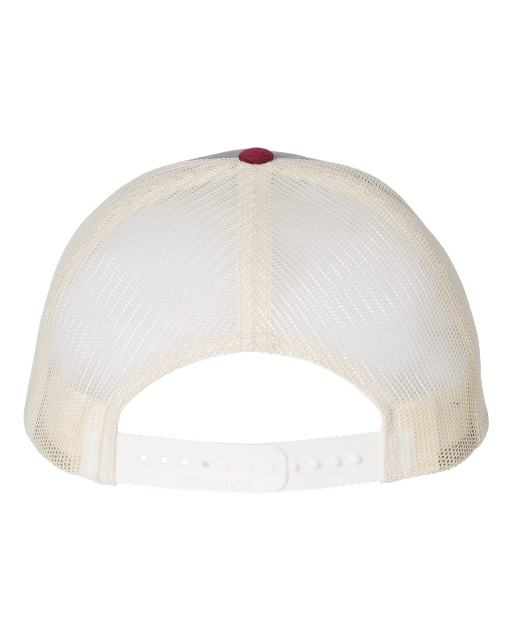 Rear View of Heather Grey/ Birch/ Cardinal Low Pro Trucker Cap - 115