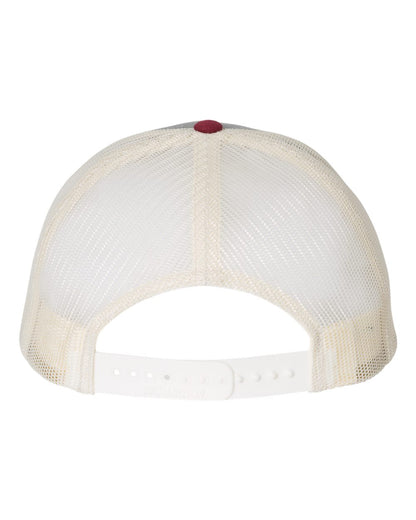 Rear View of Heather Grey/ Birch/ Cardinal Low Pro Trucker Cap - 115