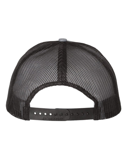 Rear View of Heather Grey/ Black Snapback Trucker Cap - 112